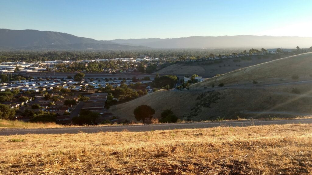 grassy hill near a neighborhood