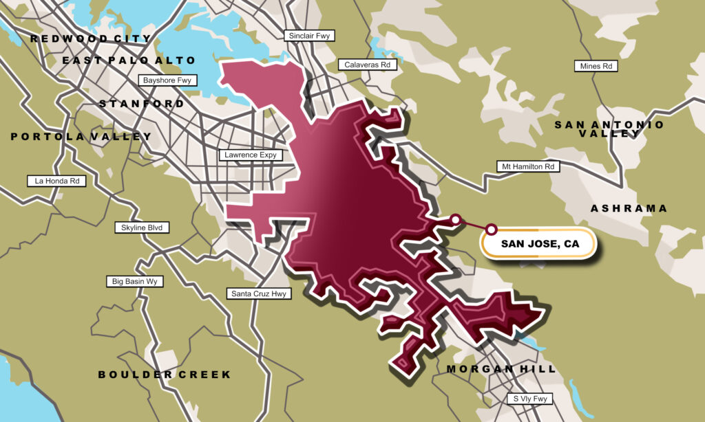a drawn out map of San Jose, CA